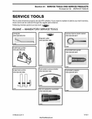 2002 Bombardier Traxter Factory Service Manual, Page 11