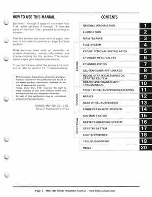 1986-1988 Honda TRX 200SX Fourtrax Service Manual, Page 3