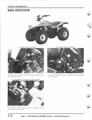 1986-1988 Honda TRX 200SX Fourtrax Service Manual, Page 5