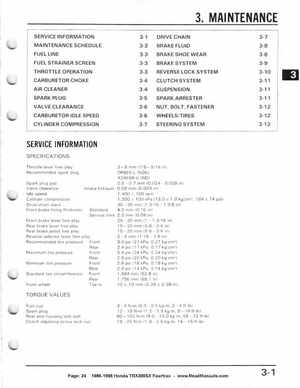1986-1988 Honda TRX 200SX Fourtrax Service Manual, Page 24