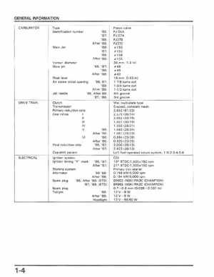 1986-1989 Honda TRX250 FourTrax 250R Service Manual, Page 7