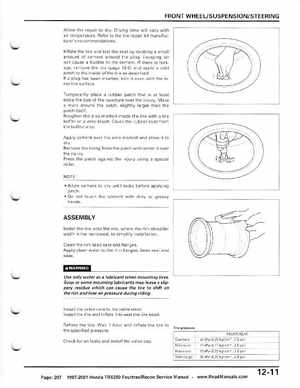 1997-2001 Honda TRX250 Fourtrax Recon Service Manual, Page 207