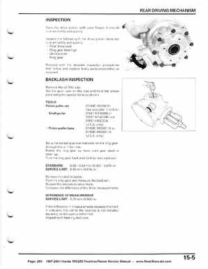 1997-2001 Honda TRX250 Fourtrax Recon Service Manual, Page 269