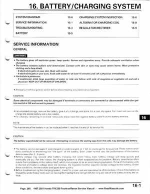 1997-2001 Honda TRX250 Fourtrax Recon Service Manual, Page 285