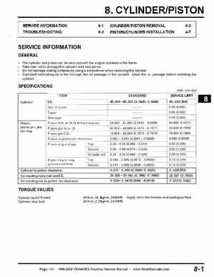 1999-2002 TRX400EX Fourtrax Service Manual, Page 111