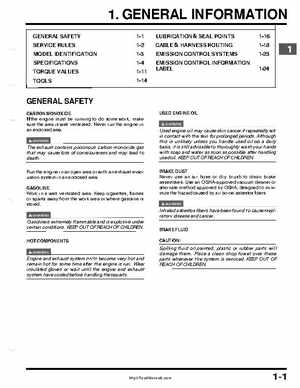 1999-2004 Honda TRX400EX FourTrax Service Manual, Page 5