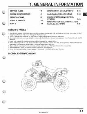 2001-2006 Honda TRX 300EX Sportrax 300EX Factory Service Manual, Page 5