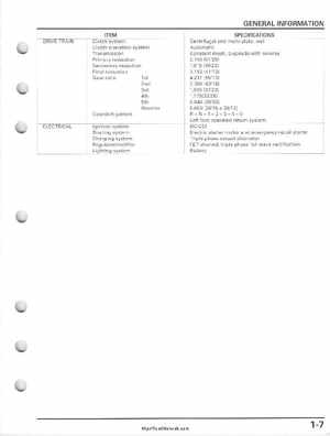 2005-2011 Honda FourTrax Foreman TRX500 FE/FPE/FM/FPM/TM Service Manual, Page 11
