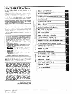 2006-2014 Honda FourTrax ATV TRX250 EX TRX250X Service Manual, Page 3