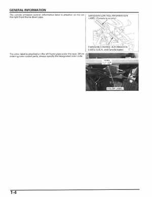 2006-2014 Honda FourTrax ATV TRX250 EX TRX250X Service Manual, Page 8