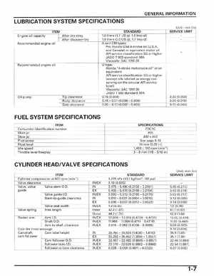 2006-2014 Honda FourTrax ATV TRX250 EX TRX250X Service Manual, Page 11