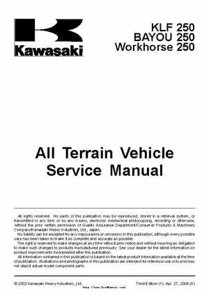 2003 Kawasaki KLF250 Service Manual., Page 3