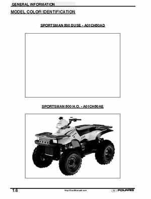 2001 Polaris Sportsman 400-500 DUSE and H.O. Service Manual, Page 8