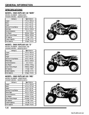 2008 Polaris ATV Outlaw 450/525 Service Manual, Page 4