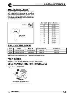 2009 Polaris Scrambler 500 4x4 2x4 factory service manual, Page 3