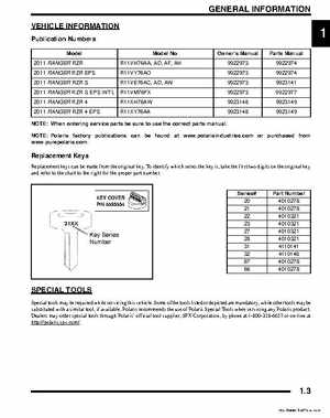 2011 Polaris Ranger RZR ATV Service Manual, Page 3