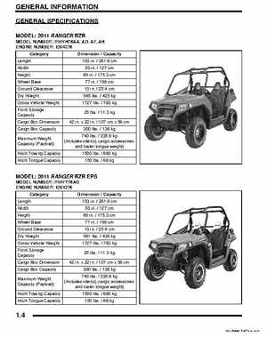 2011 Polaris Ranger RZR ATV Service Manual, Page 4