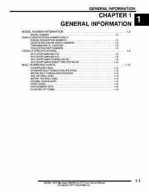 2012 Sportsman 400/500 and EFI Tractor Service Manual 9923412, Page 4