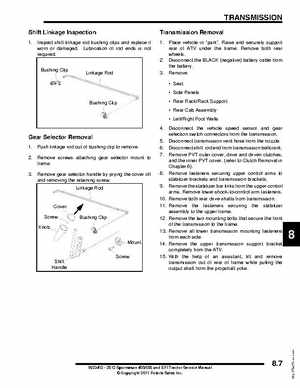 2012 Sportsman 400/500 and EFI Tractor Service Manual 9923412, Page 313