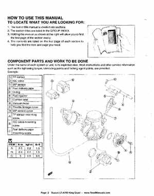 All Years Suzuki LT-A700 King Quad 700 Factory Service Manual, Page 2