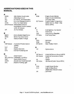 All Years Suzuki LT-A700 King Quad 700 Factory Service Manual, Page 4
