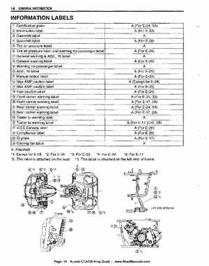 All Years Suzuki LT-A700 King Quad 700 Factory Service Manual, Page 14