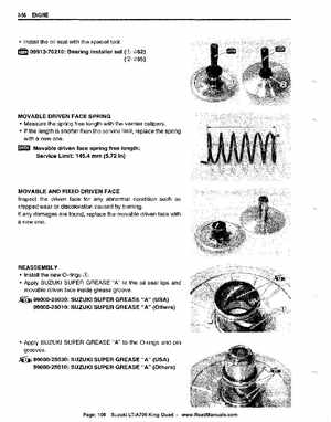 All Years Suzuki LT-A700 King Quad 700 Factory Service Manual, Page 106