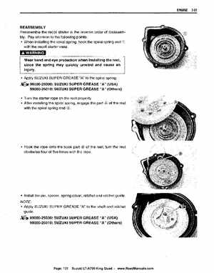 All Years Suzuki LT-A700 King Quad 700 Factory Service Manual, Page 131