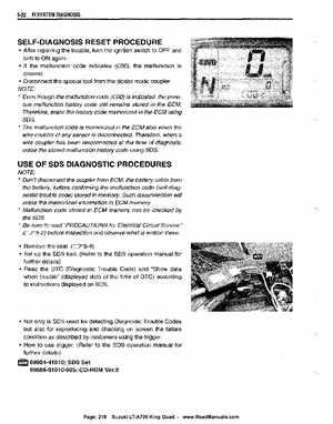 All Years Suzuki LT-A700 King Quad 700 Factory Service Manual, Page 216