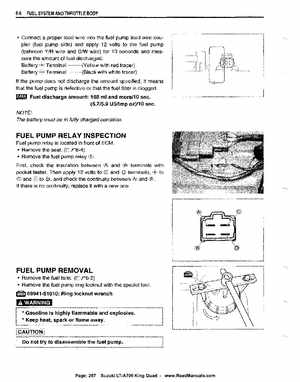 All Years Suzuki LT-A700 King Quad 700 Factory Service Manual, Page 267