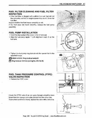 All Years Suzuki LT-A700 King Quad 700 Factory Service Manual, Page 268
