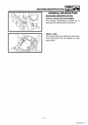 2000 Yamaha YFM400FWA(M) Factory Service workshop Manual, Page 9