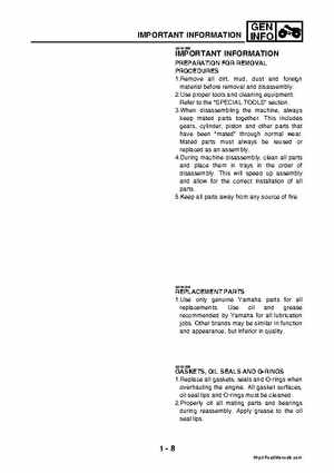 2003 2005 YFM45FAR, YFM450FAR Kodiak OEM Service Manual, Page 16