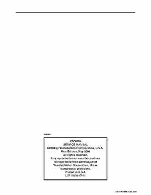 2004 Official factory service manual for Yamaha YFZ450S ATV Quad., Page 2