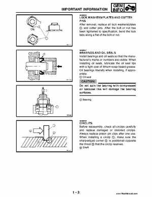 2004 Official factory service manual for Yamaha YFZ450S ATV Quad., Page 18