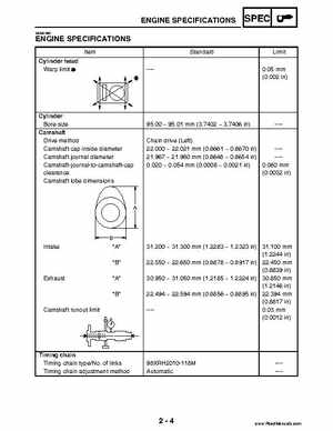 2004 Official factory service manual for Yamaha YFZ450S ATV Quad., Page 27