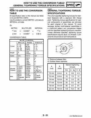 2004 Official factory service manual for Yamaha YFZ450S ATV Quad., Page 44