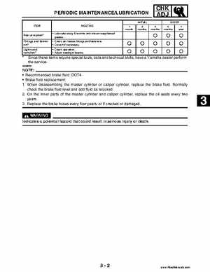 2004 Official factory service manual for Yamaha YFZ450S ATV Quad., Page 70
