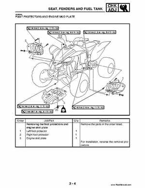 2004 Official factory service manual for Yamaha YFZ450S ATV Quad., Page 72