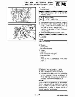 2004 Official factory service manual for Yamaha YFZ450S ATV Quad., Page 87