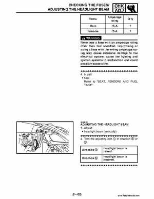 2004 Official factory service manual for Yamaha YFZ450S ATV Quad., Page 133