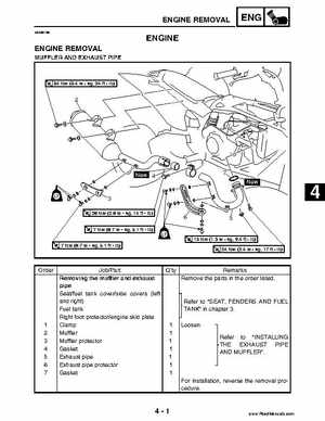2004 Official factory service manual for Yamaha YFZ450S ATV Quad., Page 136