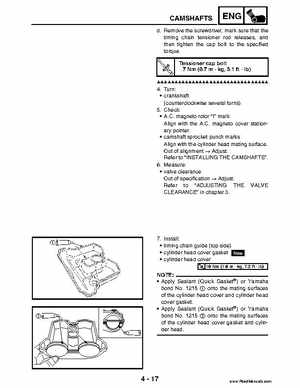 2004 Official factory service manual for Yamaha YFZ450S ATV Quad., Page 152