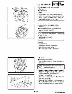 2004 Official factory service manual for Yamaha YFZ450S ATV Quad., Page 155