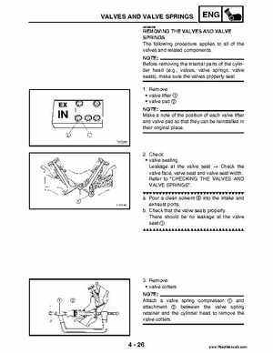 2004 Official factory service manual for Yamaha YFZ450S ATV Quad., Page 161
