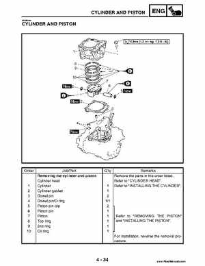 2004 Official factory service manual for Yamaha YFZ450S ATV Quad., Page 169