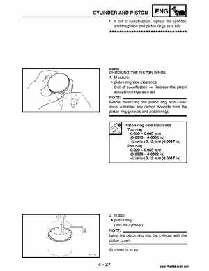 2004 Official factory service manual for Yamaha YFZ450S ATV Quad., Page 172