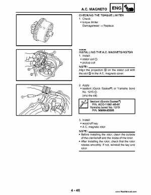 2004 Official factory service manual for Yamaha YFZ450S ATV Quad., Page 181