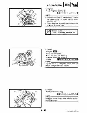 2004 Official factory service manual for Yamaha YFZ450S ATV Quad., Page 182