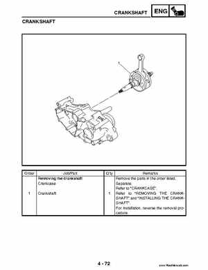 2004 Official factory service manual for Yamaha YFZ450S ATV Quad., Page 207